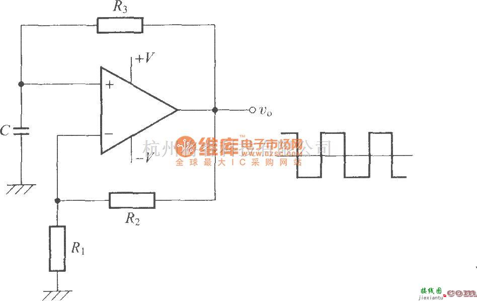 多谐振荡产生中的利用运算放大器的方波发生电路  第1张