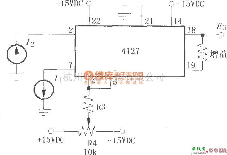 对数/跨导放大电路中的I1为负、I2为正时的对数变换功能电路(对数放大器4127)  第1张