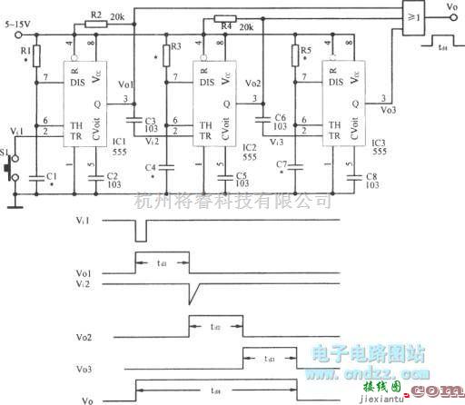 脉冲信号产生器中的用时基555组成的长周期脉冲振荡电路  第1张