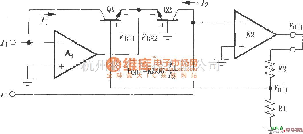 对数/跨导放大电路中的LOG100的简单模式对数放大电路  第1张