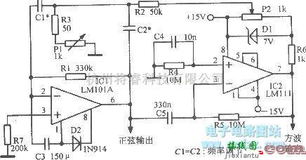 函数信号产生器中的20～20000Hz正弦波一方波振荡器  第1张