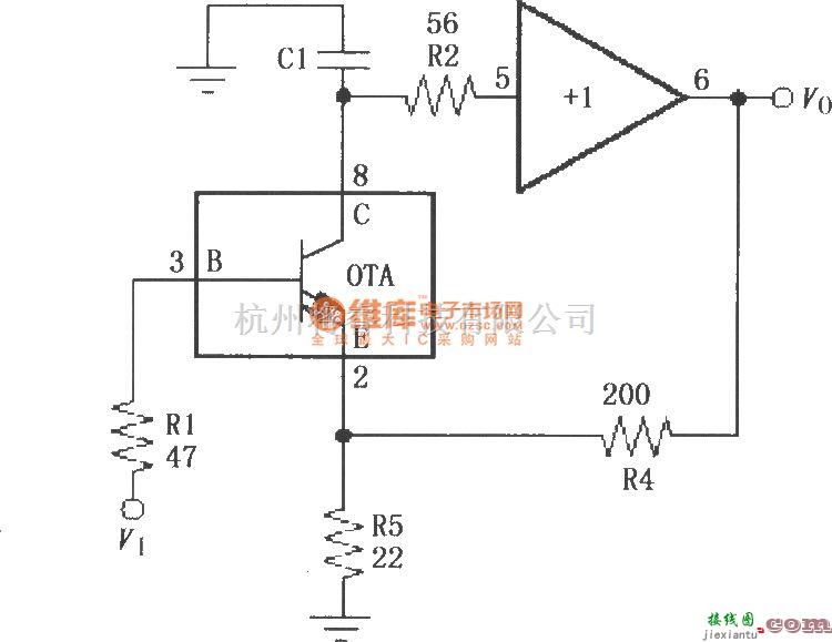 对数/跨导放大电路中的宽带跨导型运算放大和缓冲器OPA660的电流反馈放大电路  第1张