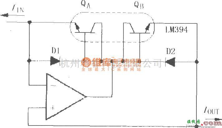 对数/跨导放大电路中的对数与对数比率放大器LOG100的电流反向输入电路  第1张