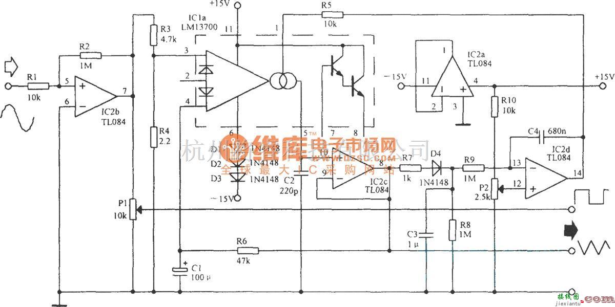 脉冲信号产生器中的锯齿波一三角波波形转换器  第1张