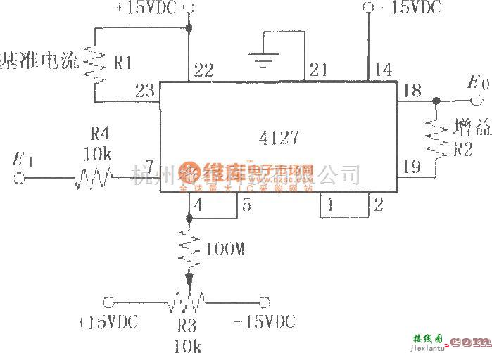 对数/跨导放大电路中的输入电压E1为负时的对数变换功能电路(对数放大器4127)  第1张