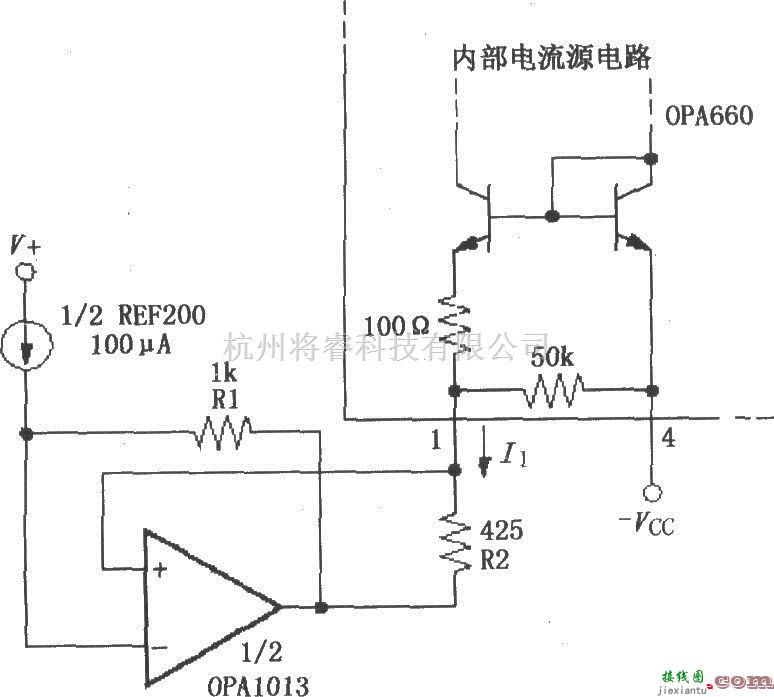 对数/跨导放大电路中的设置宽带跨导型运算放大和缓冲器OPA660静态电流的控制环路电路  第1张