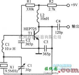 振荡电路中的9.5MHz可调晶体振荡器  第1张