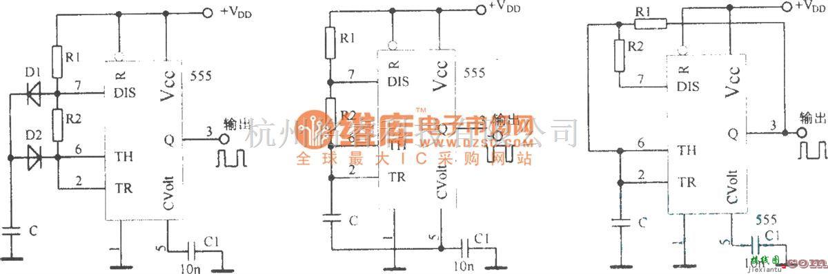 多谐振荡产生中的采用集成电路555构成多谐振荡器  第2张