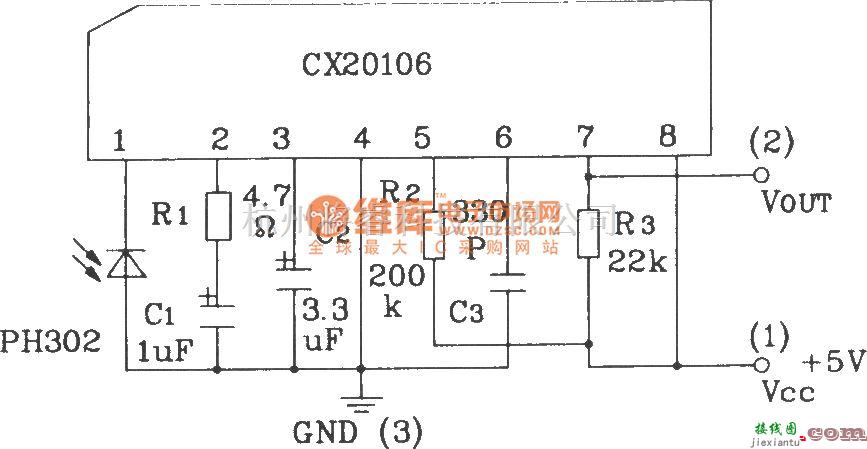 红外线热释遥控中的PFS-4091高敏度红外接收器件内部电路图  第3张