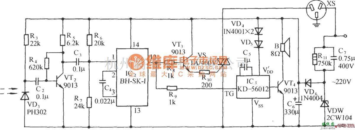 红外线热释遥控中的红外遥控音乐插座电路(二)(PH303A)  第2张