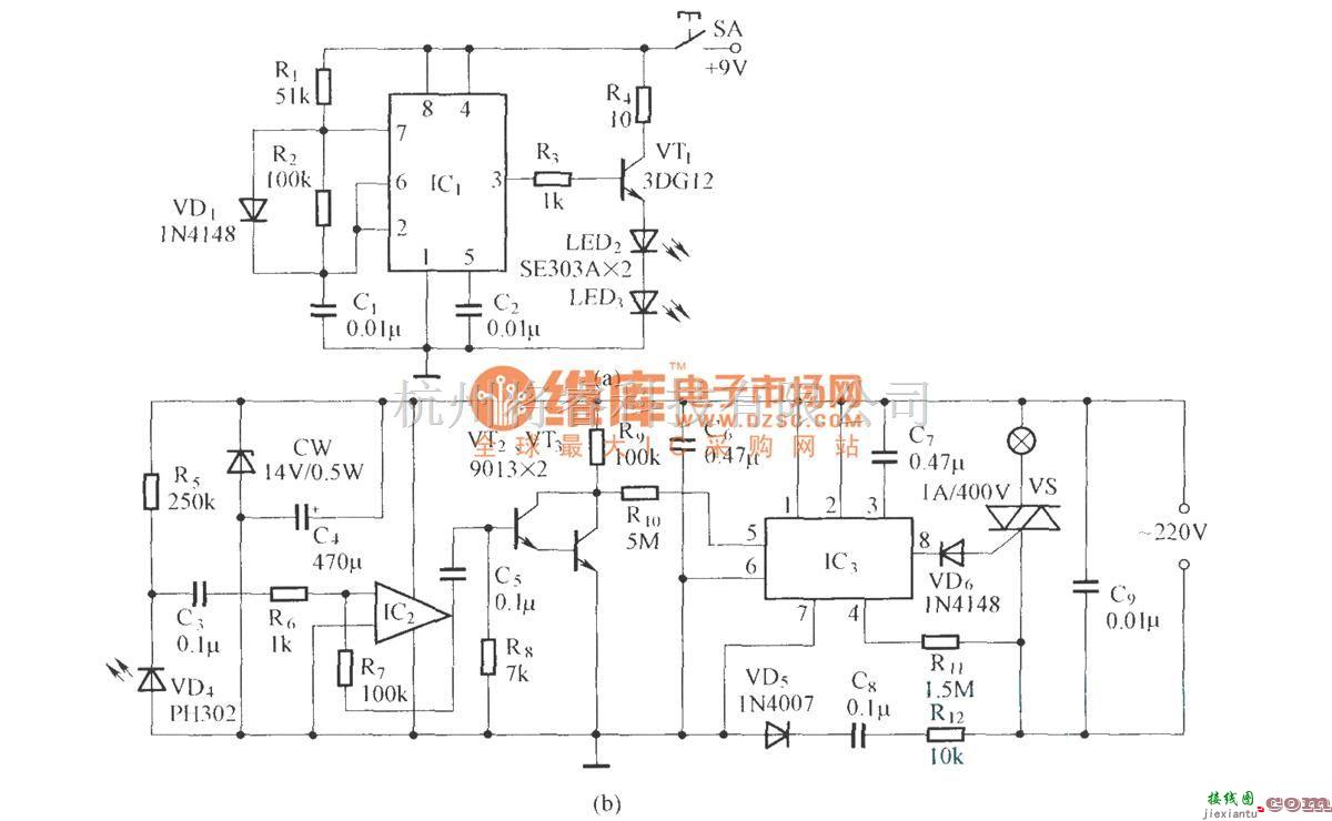 红外线热释遥控中的红外遥控调光灯电路  第2张