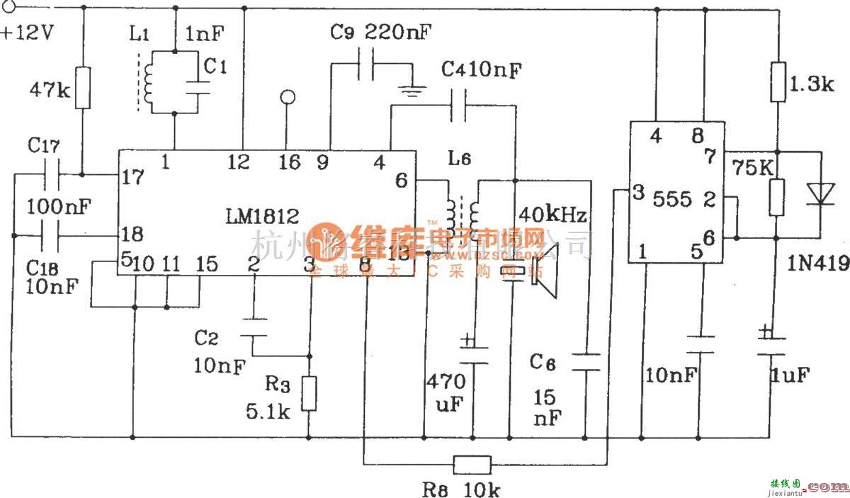 超声波遥控中的LMl812构成0～6m测距电路  第1张