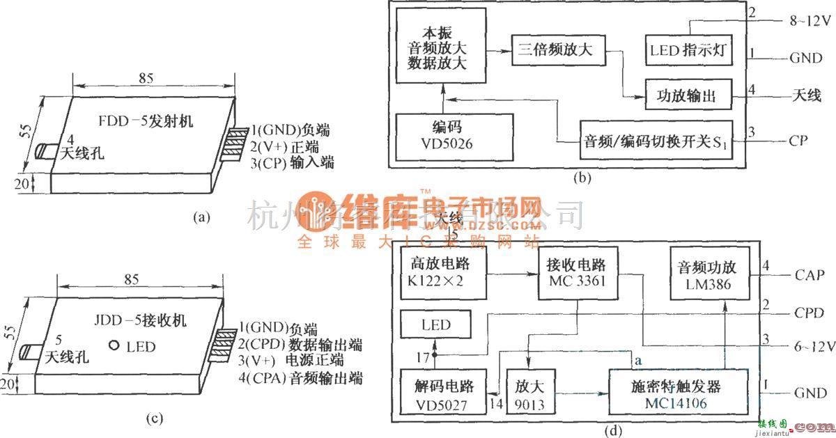 红外线热释遥控中的FDD-5／JDD-5外形及内电路  第1张