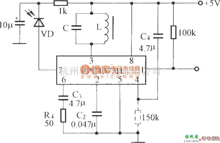 红外线热释遥控中的μPC1373H的应用电路  第1张