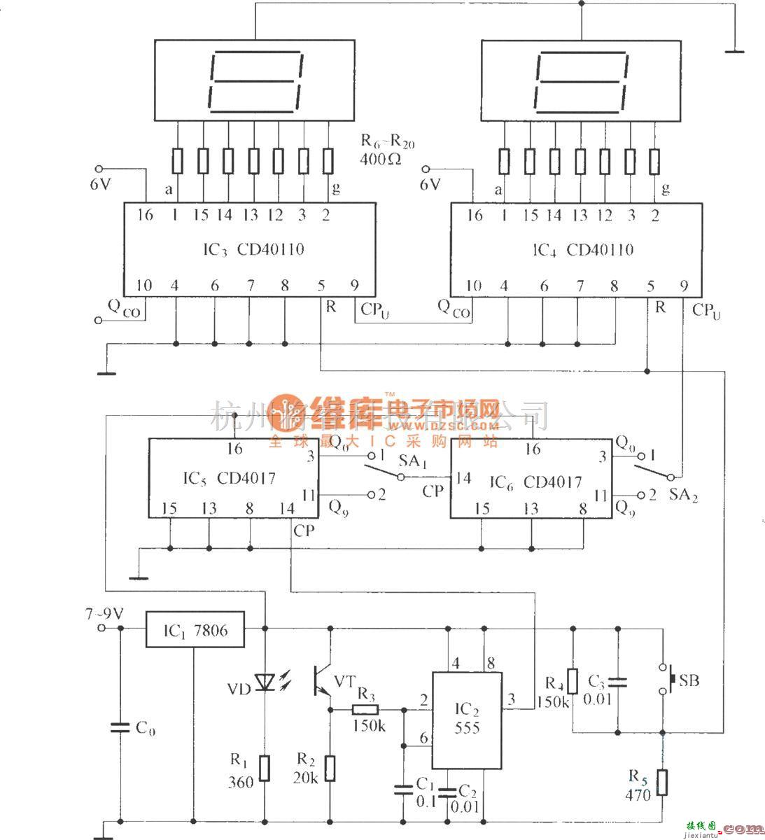 红外线热释遥控中的数字显示式光电计数电路之二  第1张