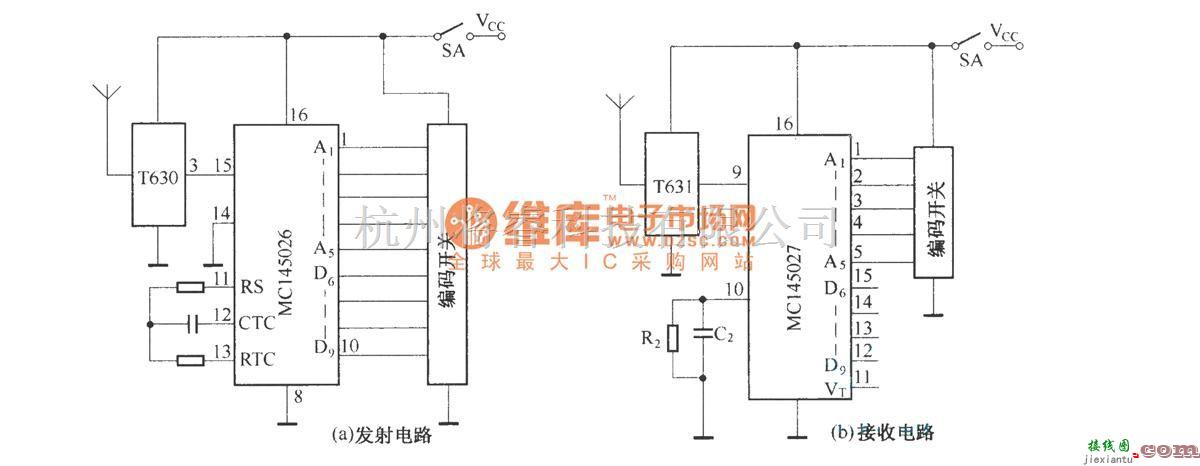 遥控电路（综合)中的T630／T631组成的发射接收电路  第1张