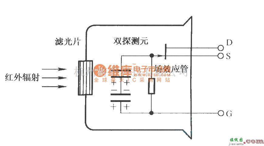 红外线热释遥控中的双探测元热释电红外传感器  第1张