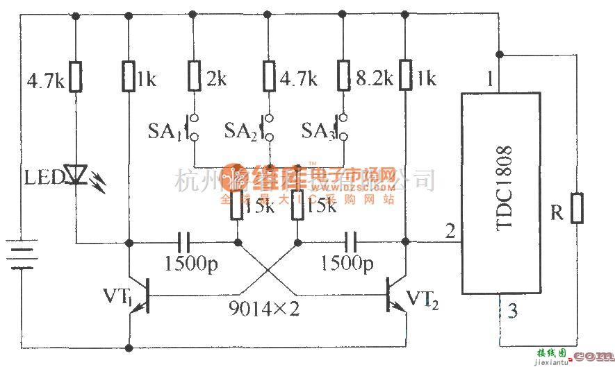 遥控电路（综合)中的单路无线遥控开关(TDC1808/TDC1809)  第2张