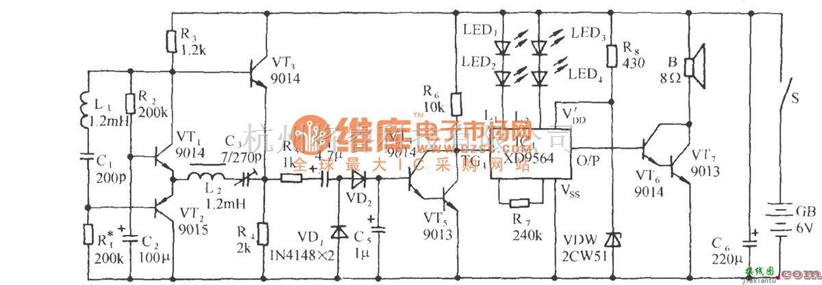 专用测量/显示电路中的地下金属管道走向定位报叫电路  第1张