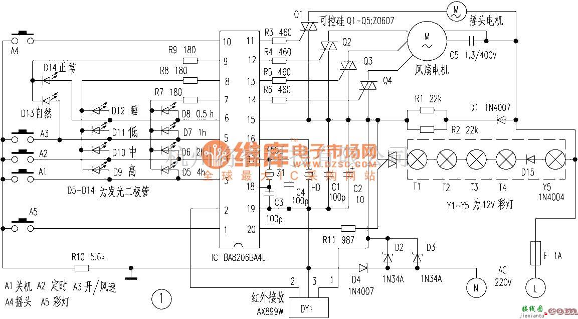 遥控电路（综合)中的红外遥控电风扇电路  第1张