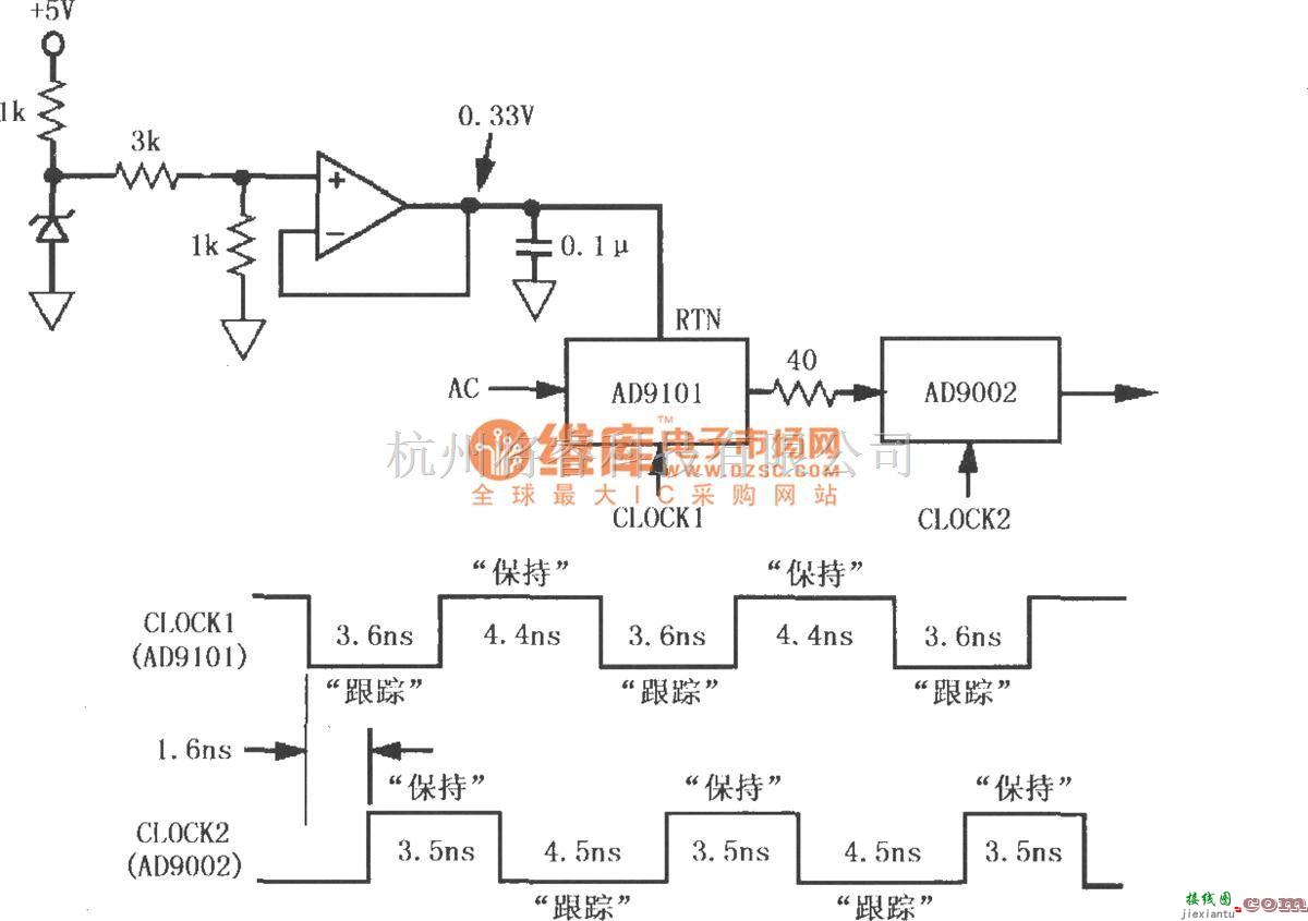 采样保持放大电路中的采样保持放大器AD9101接口电路  第1张