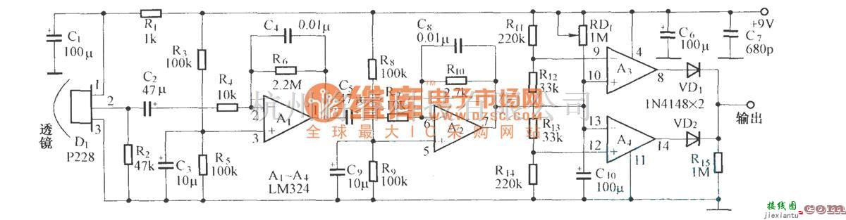 红外线热释遥控中的热释电红外探测电路  第1张