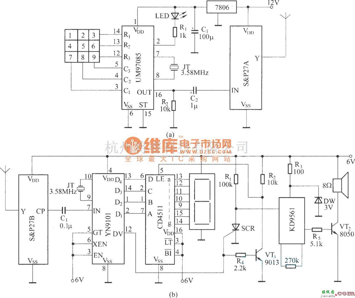 遥控电路（综合)中的DTMF无线寻呼系统  第1张