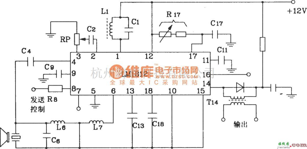 超声波遥控中的LM1812构成汽车倒车防撞报警器电路图  第4张