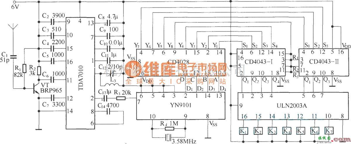 遥控电路（综合)中的DTMF七通道遥控器(MK5087/TDA7010)  第2张