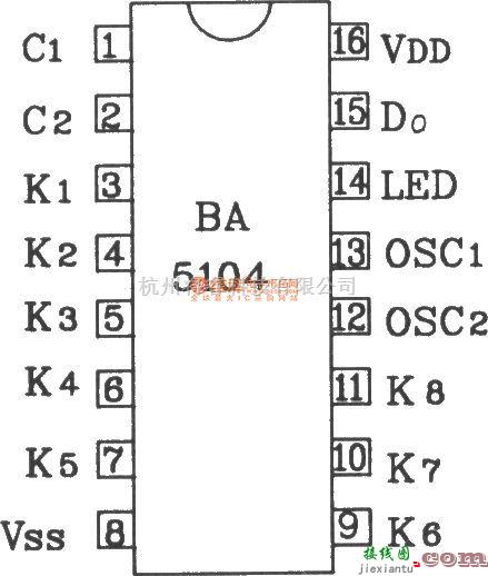 红外线热释遥控中的BA5104/5204红外遥控发射、接收集成应用电路图  第1张