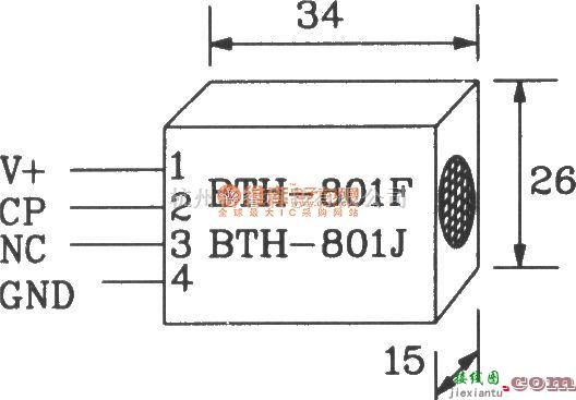 红外线热释遥控中的BTH-801F/BTH-801J红外遥控发射、接收模块应用电路图  第1张