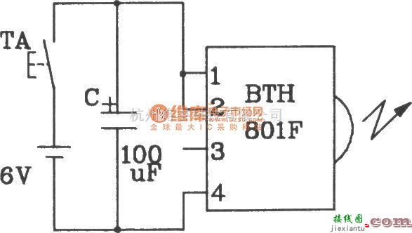 红外线热释遥控中的BTH-801F/BTH-801J红外遥控发射、接收模块应用电路图  第3张