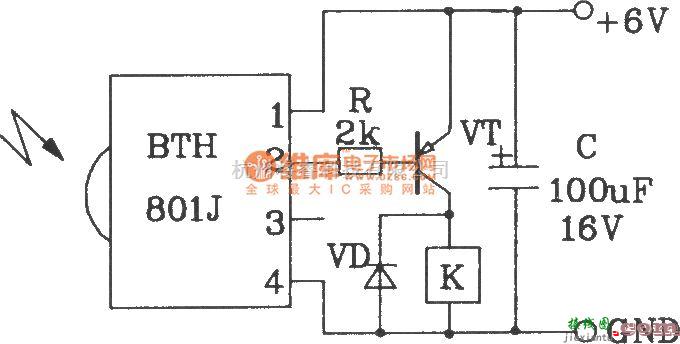 红外线热释遥控中的BTH-801F/BTH-801J红外遥控发射、接收模块应用电路图  第4张