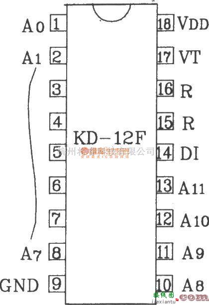 遥控电路（综合)中的KD-12E/KD-12F构成4096路单一功能遥控发射/接收应用电路图  第3张