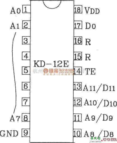 遥控电路（综合)中的KD-12E/KD-12F构成4096路单一功能遥控发射/接收应用电路图  第1张