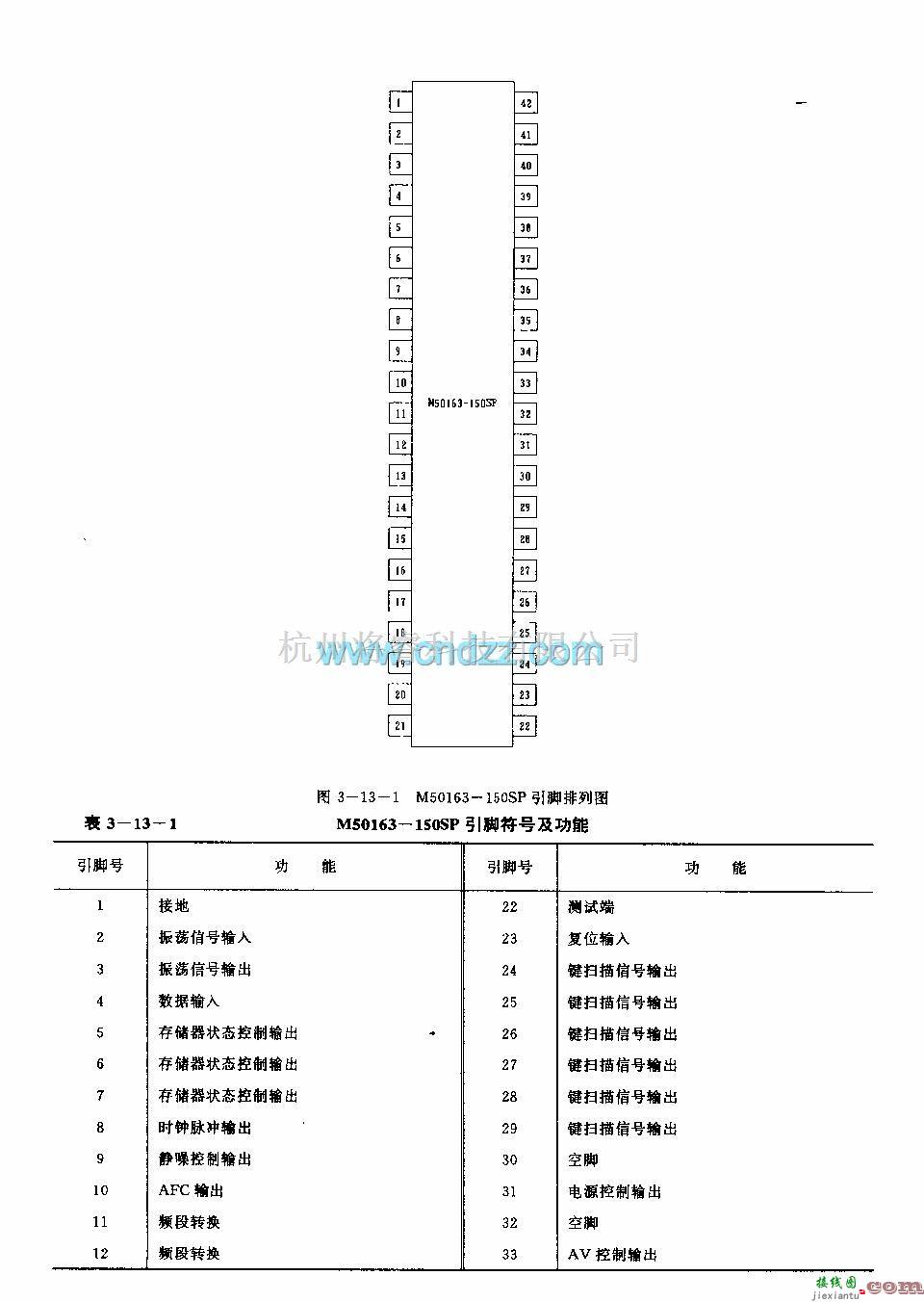 遥控电路（综合)中的M50163—150SP (电视机)红外线遥控接收微处理器  第2张