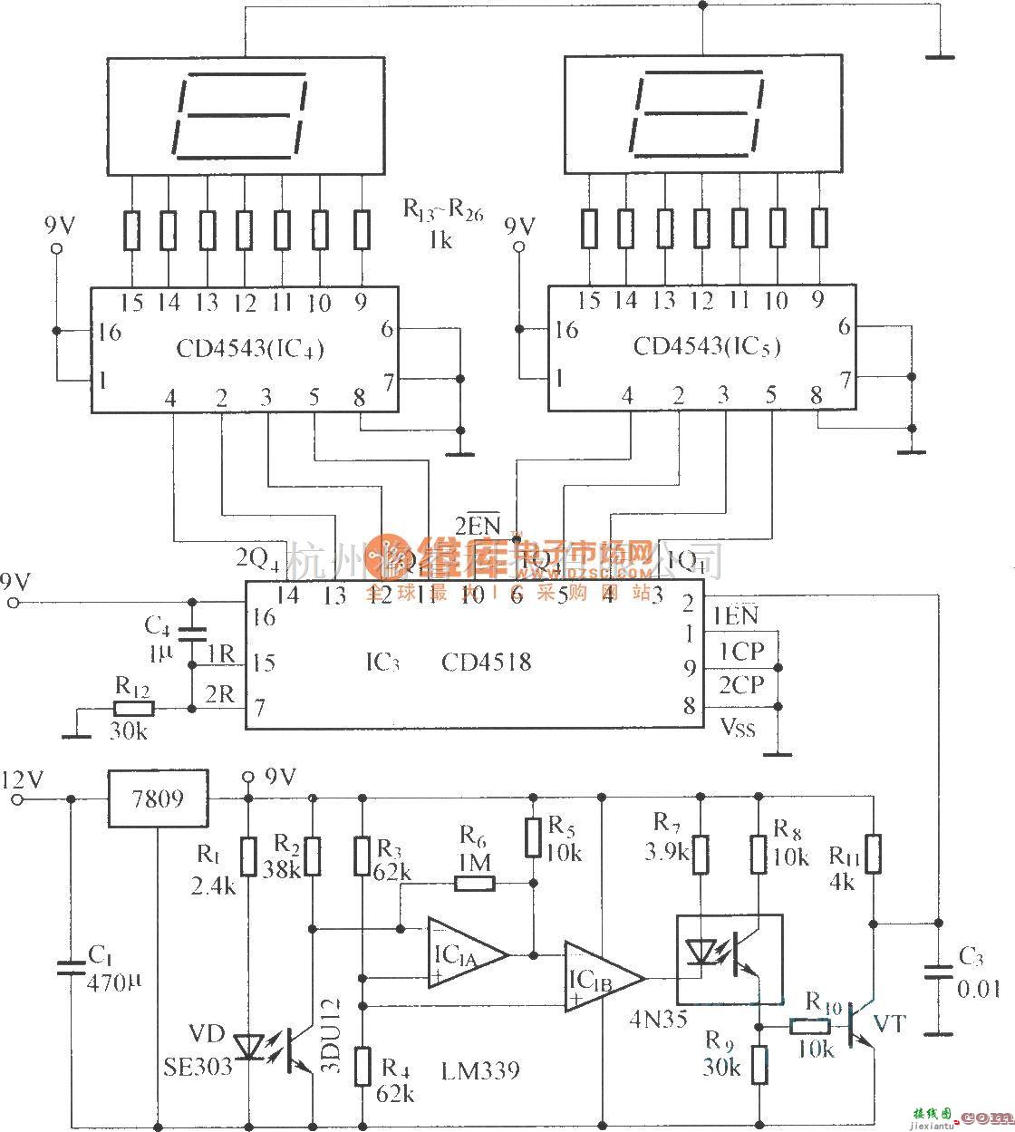 红外线热释遥控中的数字显示式光电计数器  第1张