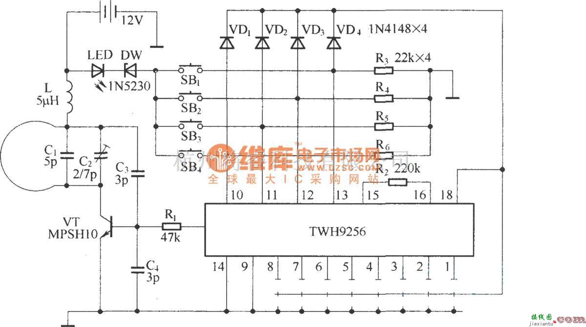 遥控电路（综合)中的电动单梁吊车遥控器  第1张