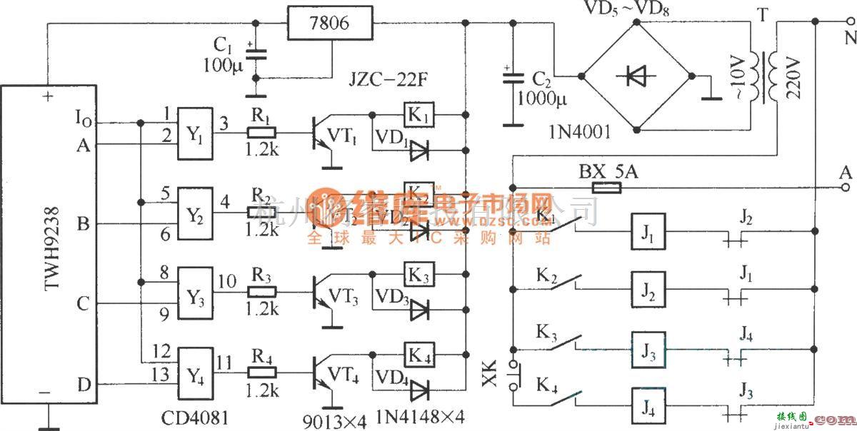 遥控电路（综合)中的电动单梁吊车遥控器  第3张