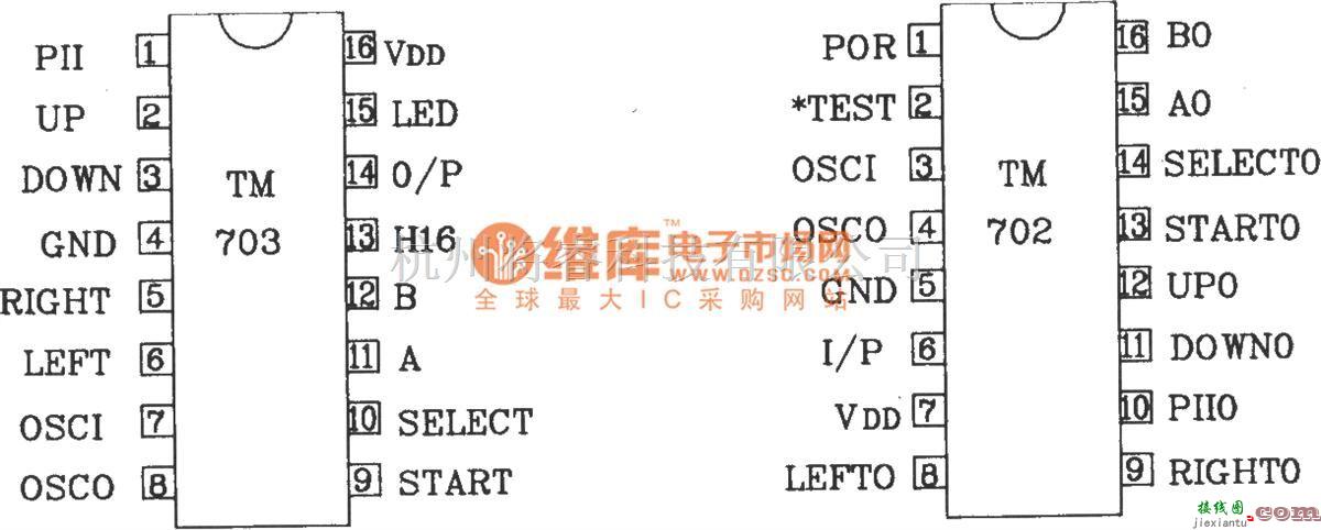 红外线热释遥控中的TM703/702九功能红外遥控发射、接收集成英武应用电路  第1张