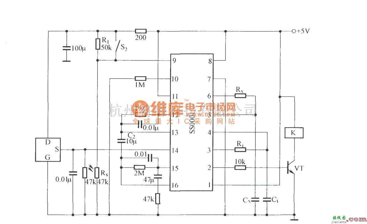 红外线热释遥控中的SS0001的典型应用电路  第1张