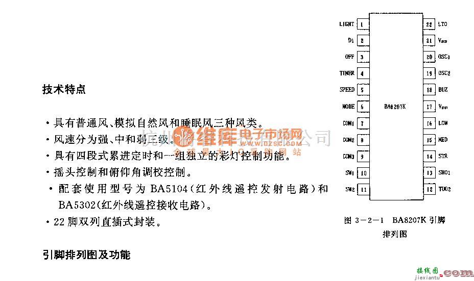 遥控电路（综合)中的BA8207K (电风扇)红外线迢控接收控制电路  第1张