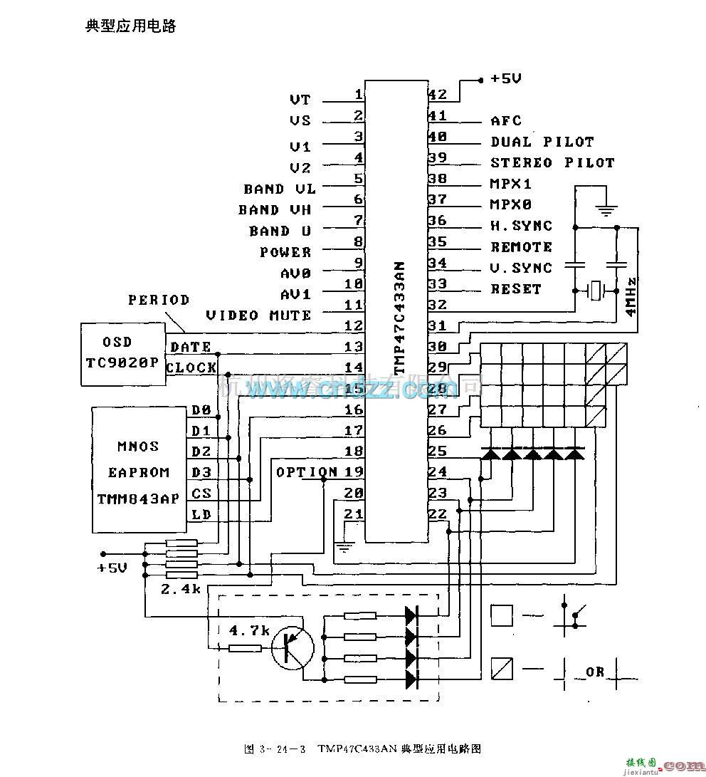 遥控电路（综合)中的TMP47C433AN (电视机)微处理器  第6张