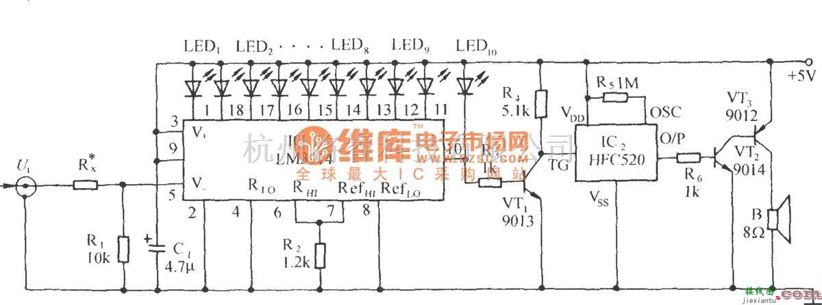 专用测量/显示电路中的可变量程1.2～1000V线模式声光电压计电路  第1张