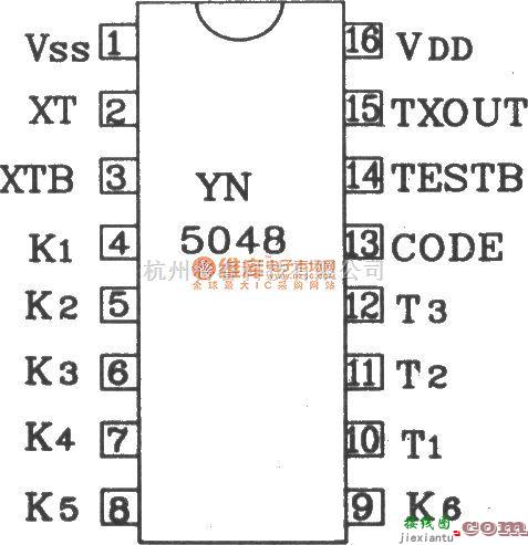 红外线热释遥控中的YN5048红外发射IC的典型应用电路  第1张