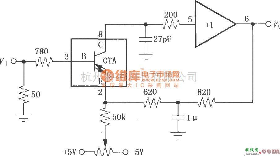 对数/跨导放大电路中的由宽带跨导型运算放大和缓冲器OPA660构成的纳秒级脉冲积分电路  第1张