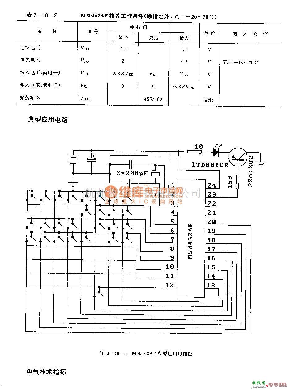 遥控电路（综合)中的M50462AP (电视机)红外线遥控发射微处理器  第7张