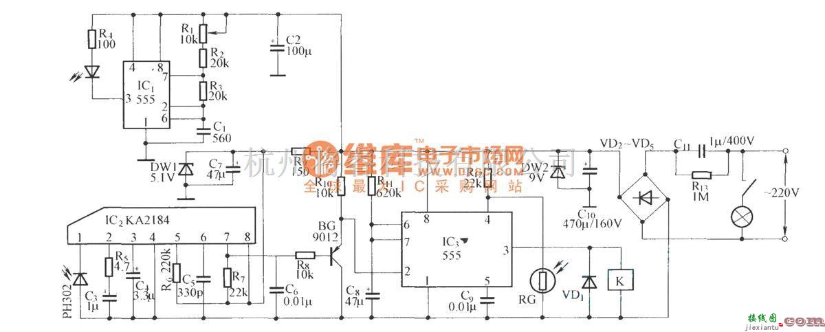 红外线热释遥控中的红外延时照明开关  第1张