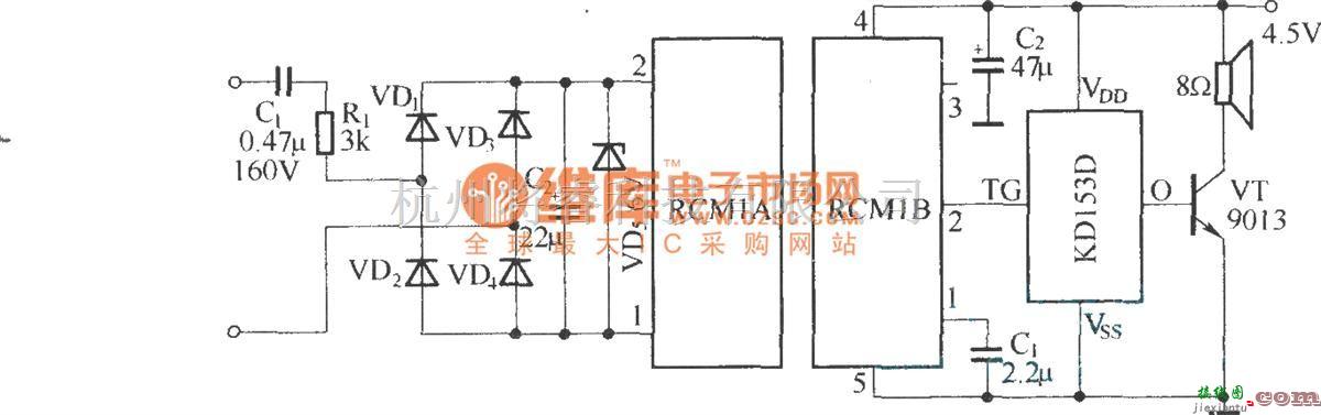 遥控电路（综合)中的电话无线振铃电路(RCMlA/RCMlB构成收发模块)  第1张