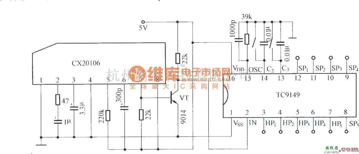 红外线热释遥控中的TC9149的应用电路  第1张